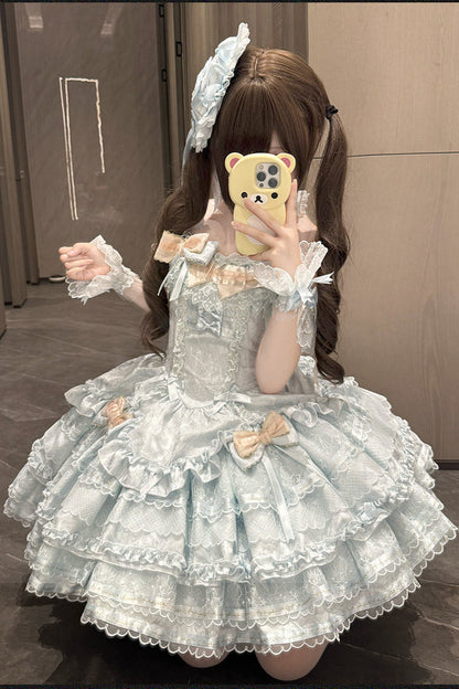 Tricolor Dark Gothic Ribbon Dress + Accessories