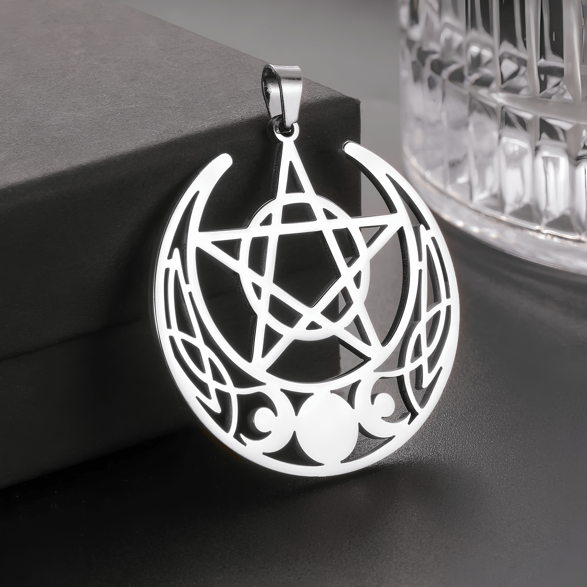 Mystic Moon Triple Goddess Pentagram Necklace
