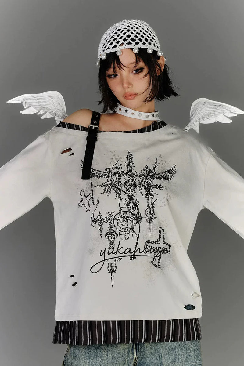 Subculture One Shoulder Loose Top
