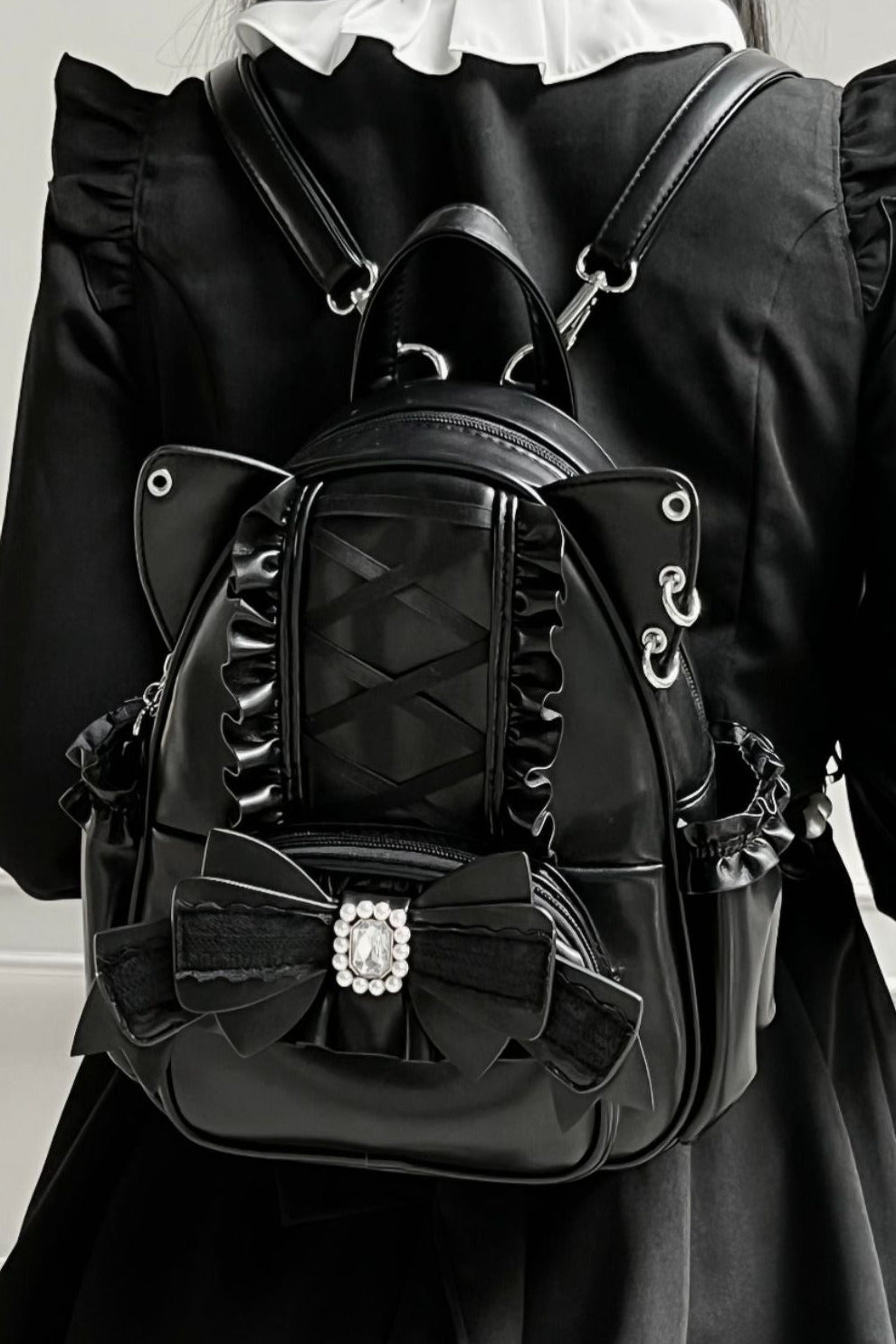 [pre-order] Cat Ear Jewel Ribbon Backpack