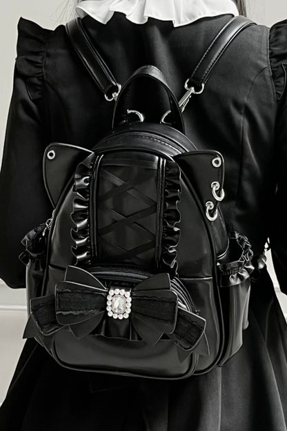 [pre-order] Cat Ear Jewel Ribbon Backpack