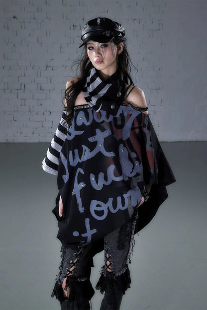 Asymmetrical Patchwork Cape Top