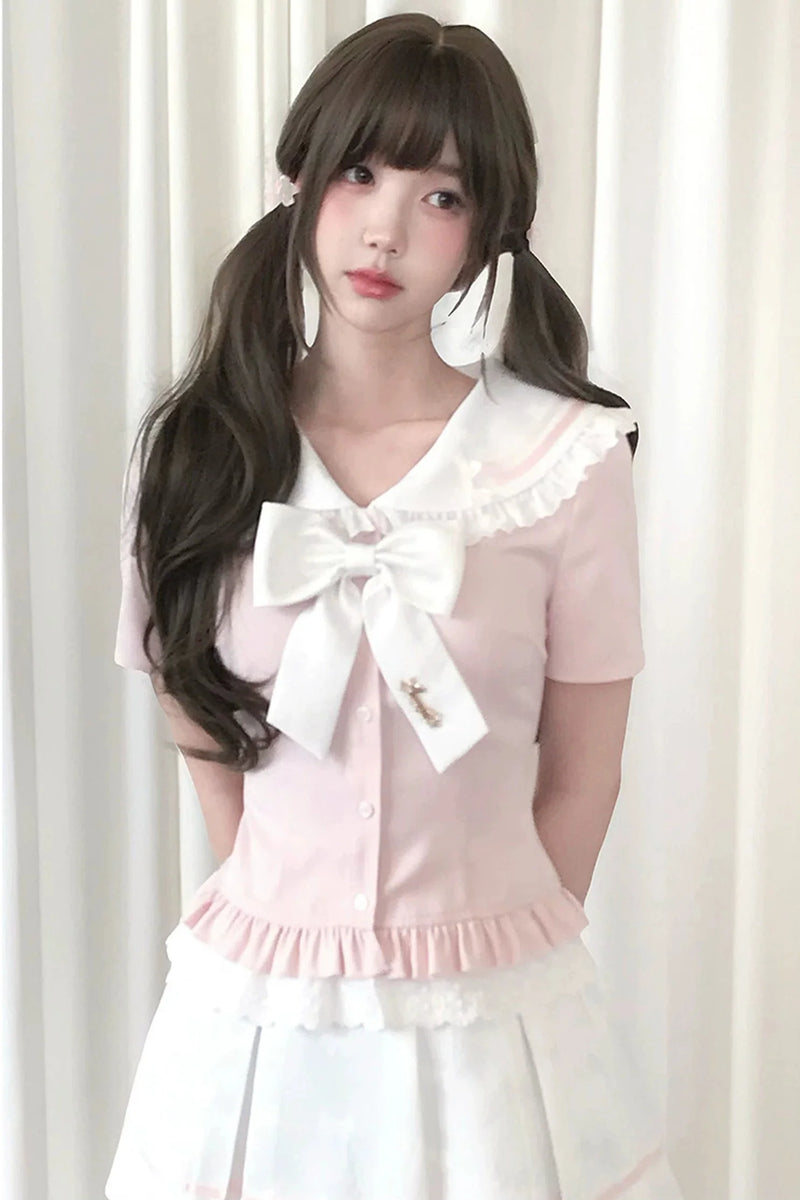 Girly Preppy Sailor Top + Skirt