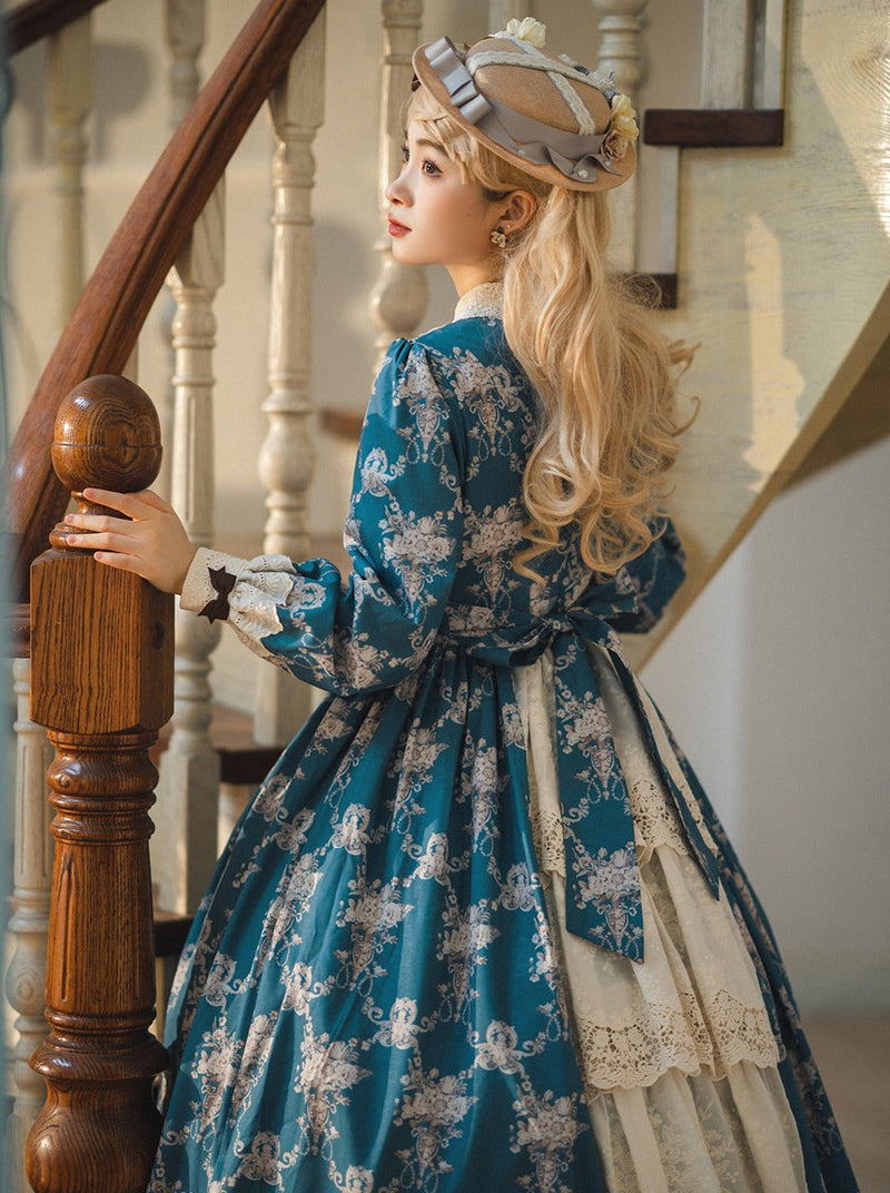 [pre-order] Antique Flower Wall Lolita Retro Cake Pendant Dress