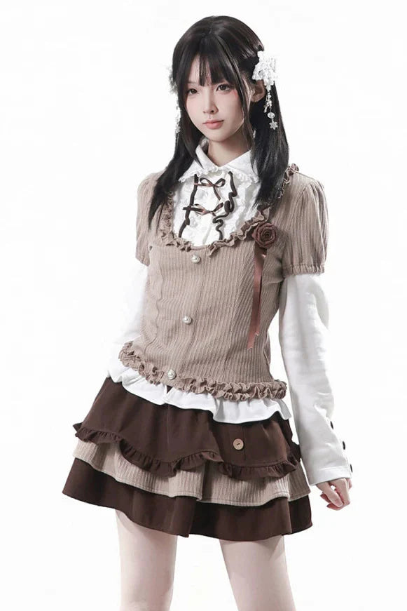College Lace Top + Tiered Skirt