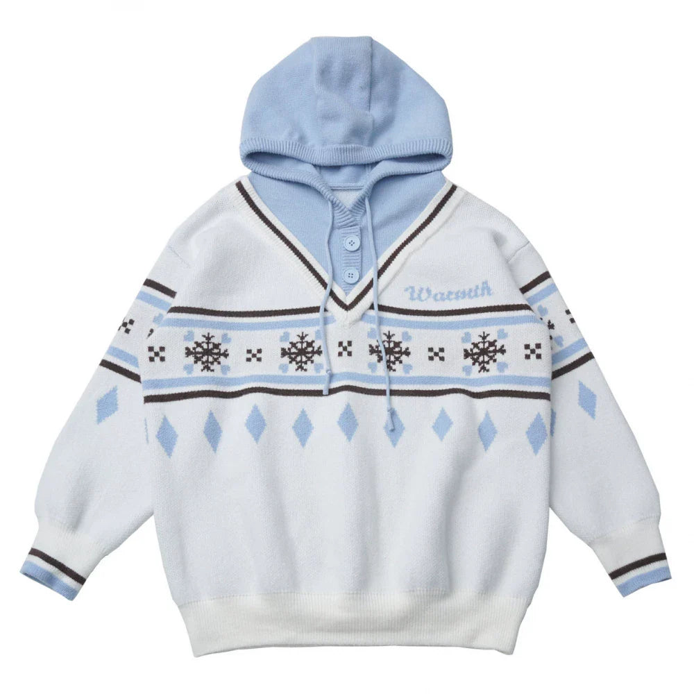 Fair Isle Hooded Top + Skirt + Tie