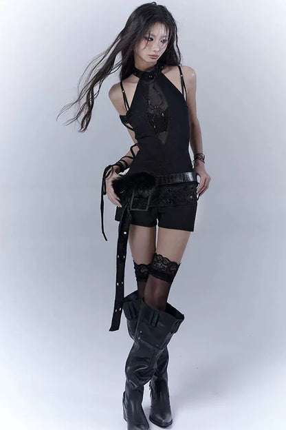 Dark Mode Sleeveless Top + Inner + Belt