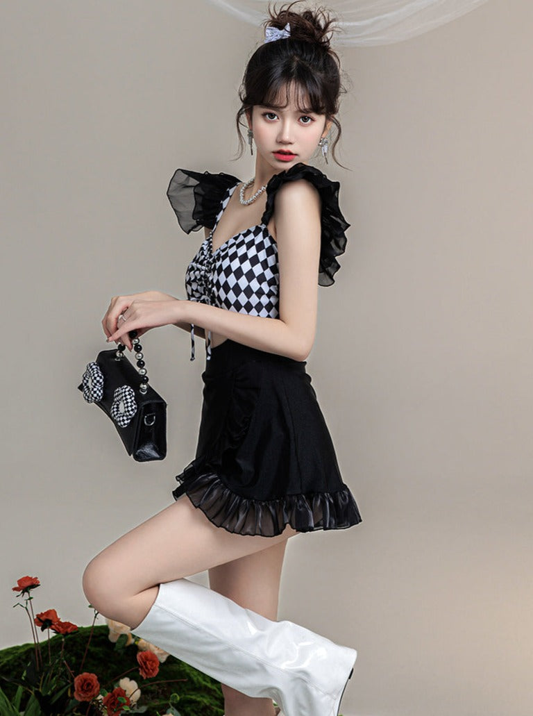 Mode Ruffle Design One Piece Swimsuit