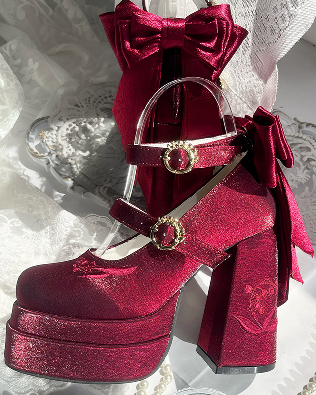 Sweet Macaron Color Ribbon Lolita Heel