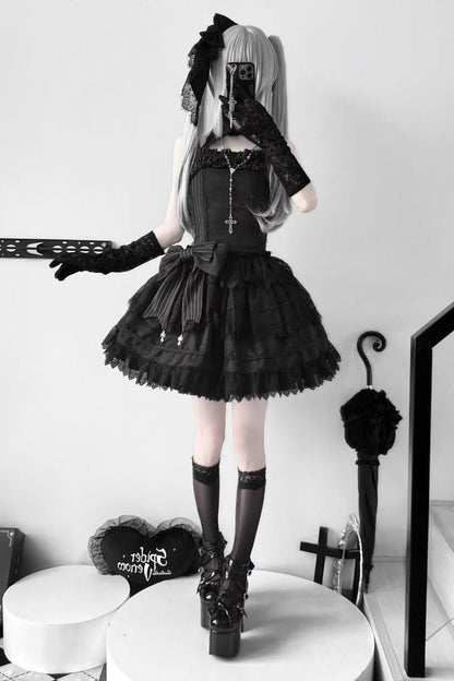 Dark Gothic Striped Slim Dress