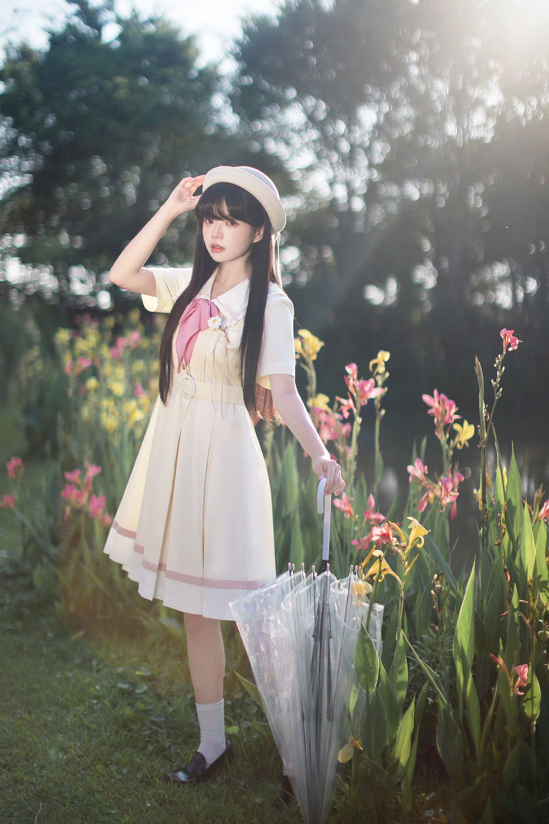 Milky Yellow Retro Jogakuin Dress