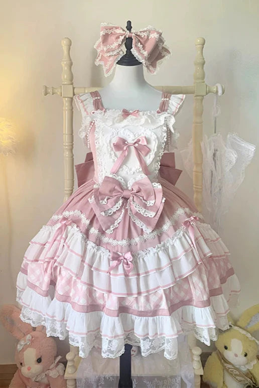 Heart Suspender Tiered Dress + Headpiece + Tail
