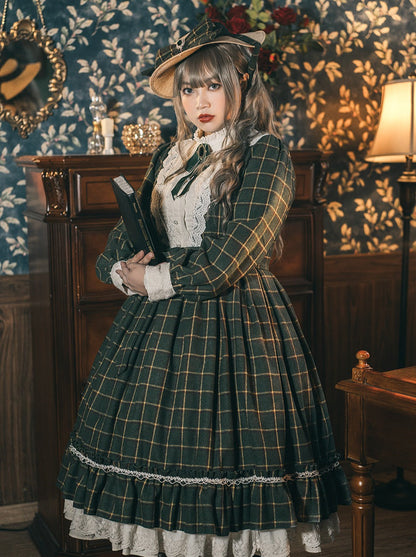 Retro Girl Volume Check Lolita Dress [pre-order]