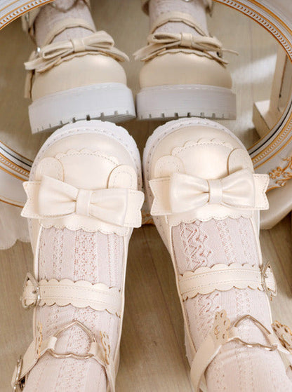 Lolita Low-heel Love Bear Claw Retro Shoes