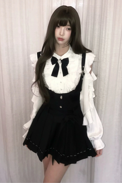 Dark Sweet Off Shoulder Top + Suspender Skirt