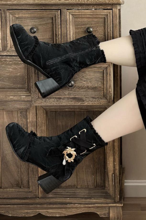 Lolita Classical Ribbon Short Boots