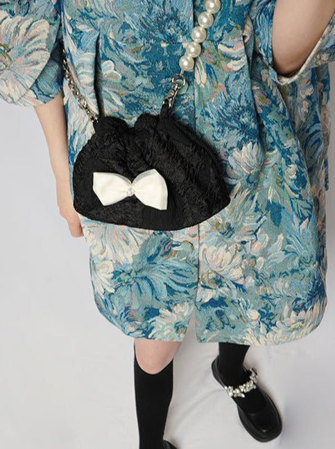 Pearl Ribbon Shoulder Chain Mini Bag