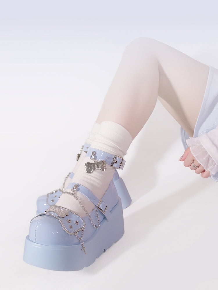 Punk Rivet Bone Millennium Platform Shoes