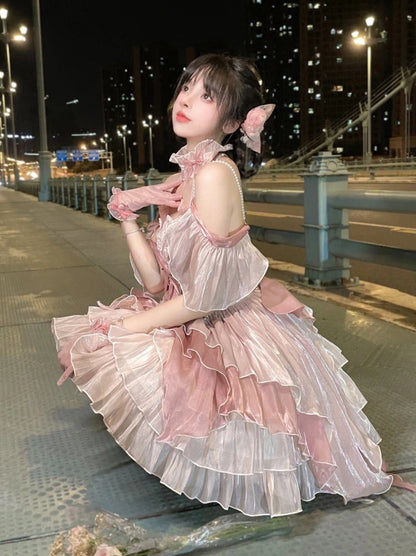 Pink Flower Fairy Fluffy Princess Dress Set