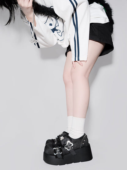 Angel Puppy Punk Style Round Toe Platform Shoes [denim/enamel]