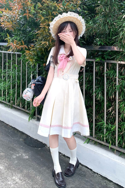 Milky Yellow Retro Jogakuin Dress