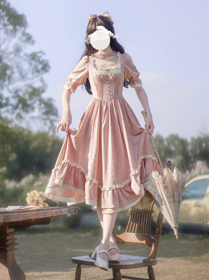 French Girly Retro Dress + Apron + Head Scarf