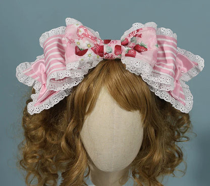 [pre-order Deadline: April 29] Strawberry Rabbit Print Lace Ribbon Sweet Dress + Complete Set