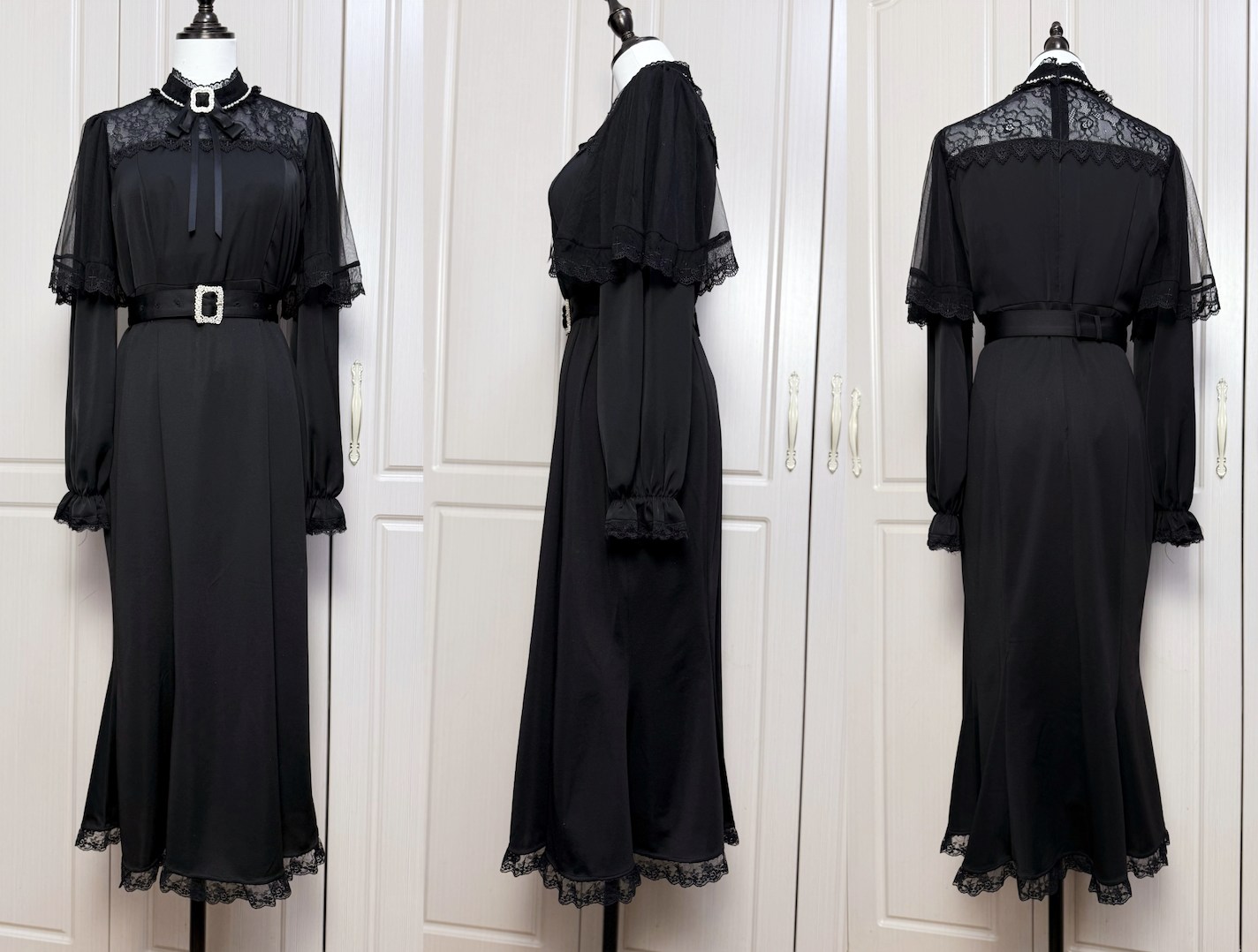 [pre-order] Clear Lace Ribbon Long Dress