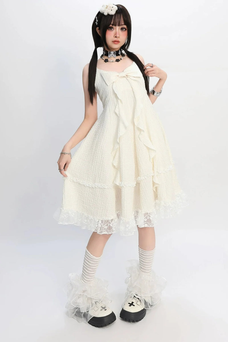 Girly Asian Big Bow Slip Dress