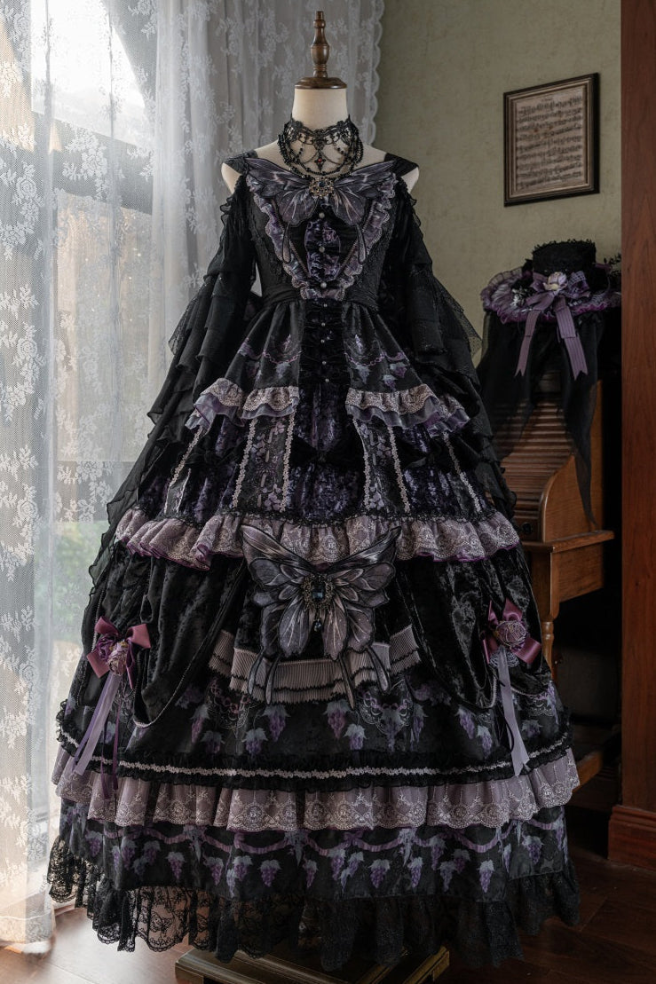 Dusk Manor Grape Lolita Dress + Hat + Accessories
