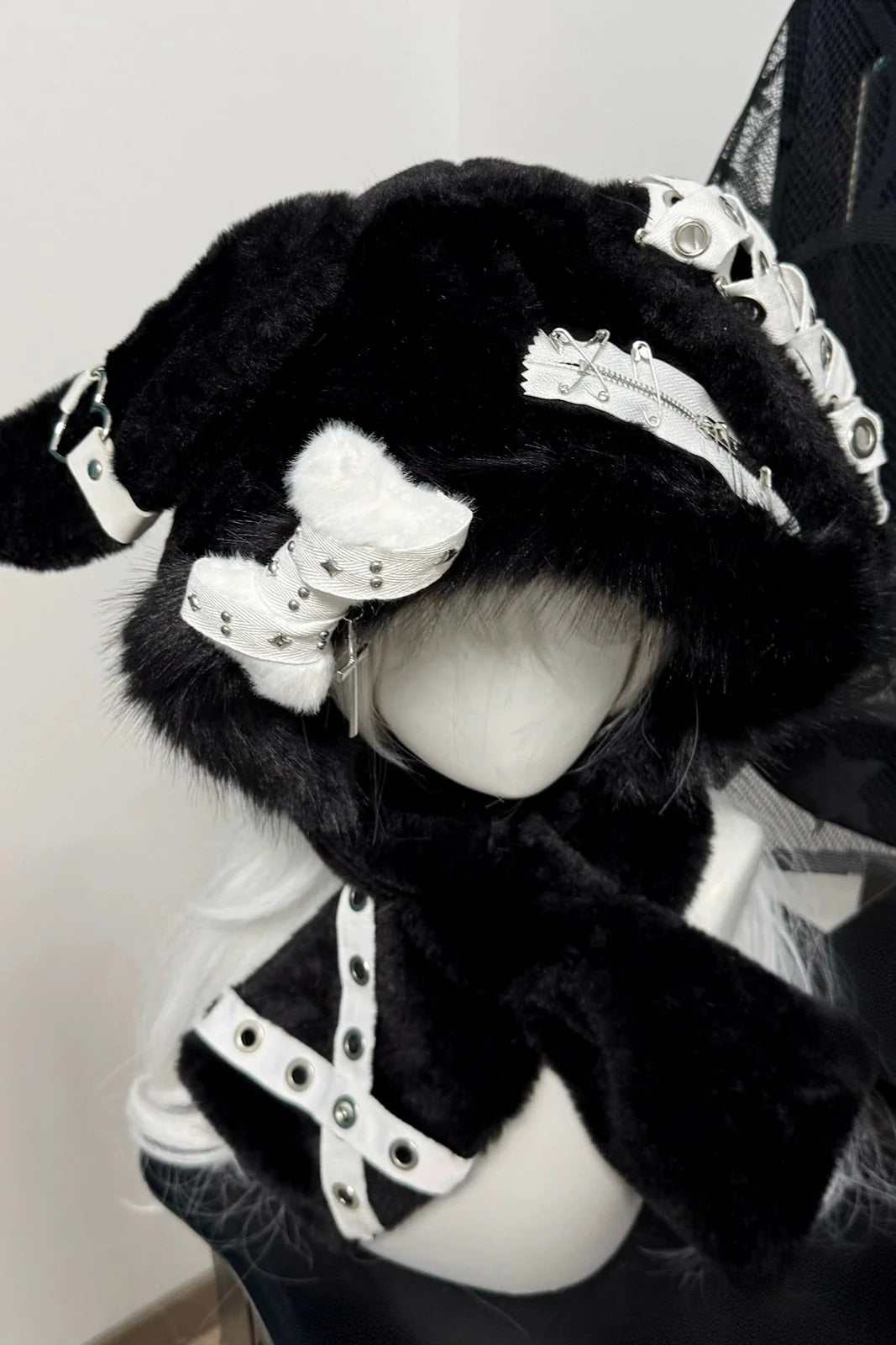 Dark Fur Bunny Ear Hat