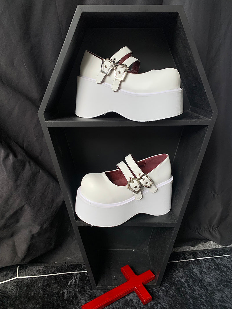 Retro Round Toe Gothic Punk Platform Shoes [matte/lace]