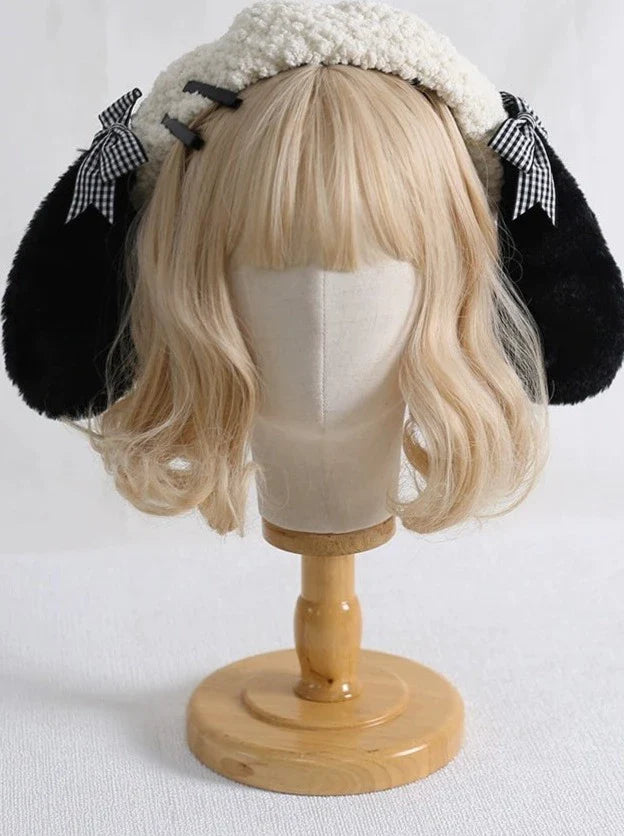 Dog Fur Plaid Bow Beret