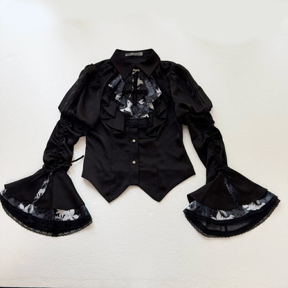 [pre-order Deadline: May 13] Bone Iris Gothic Black Ruffle Shirt + Corset Skirt + Accessories