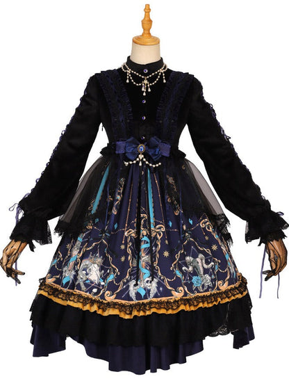 Black Retro Gothic Dark Lolita