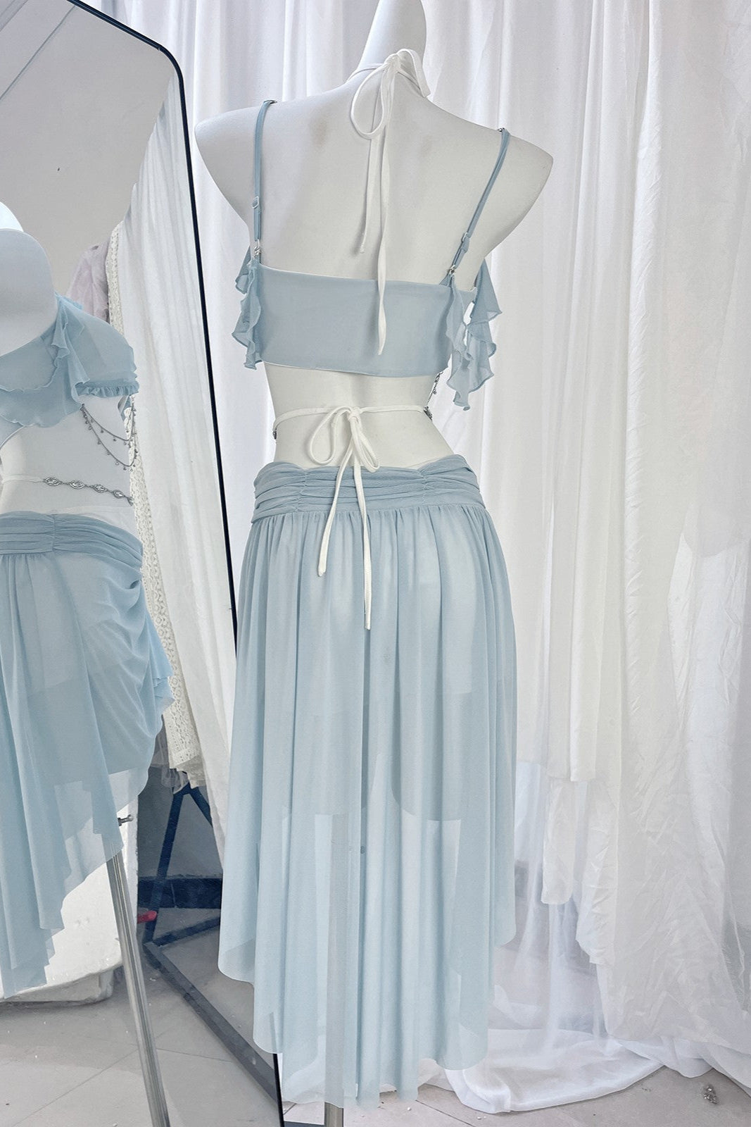 Light Blue Split Mermaid Swimsuit Set