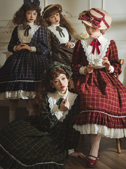 Retro Girl Volume Check Lolita Dress [pre-order]