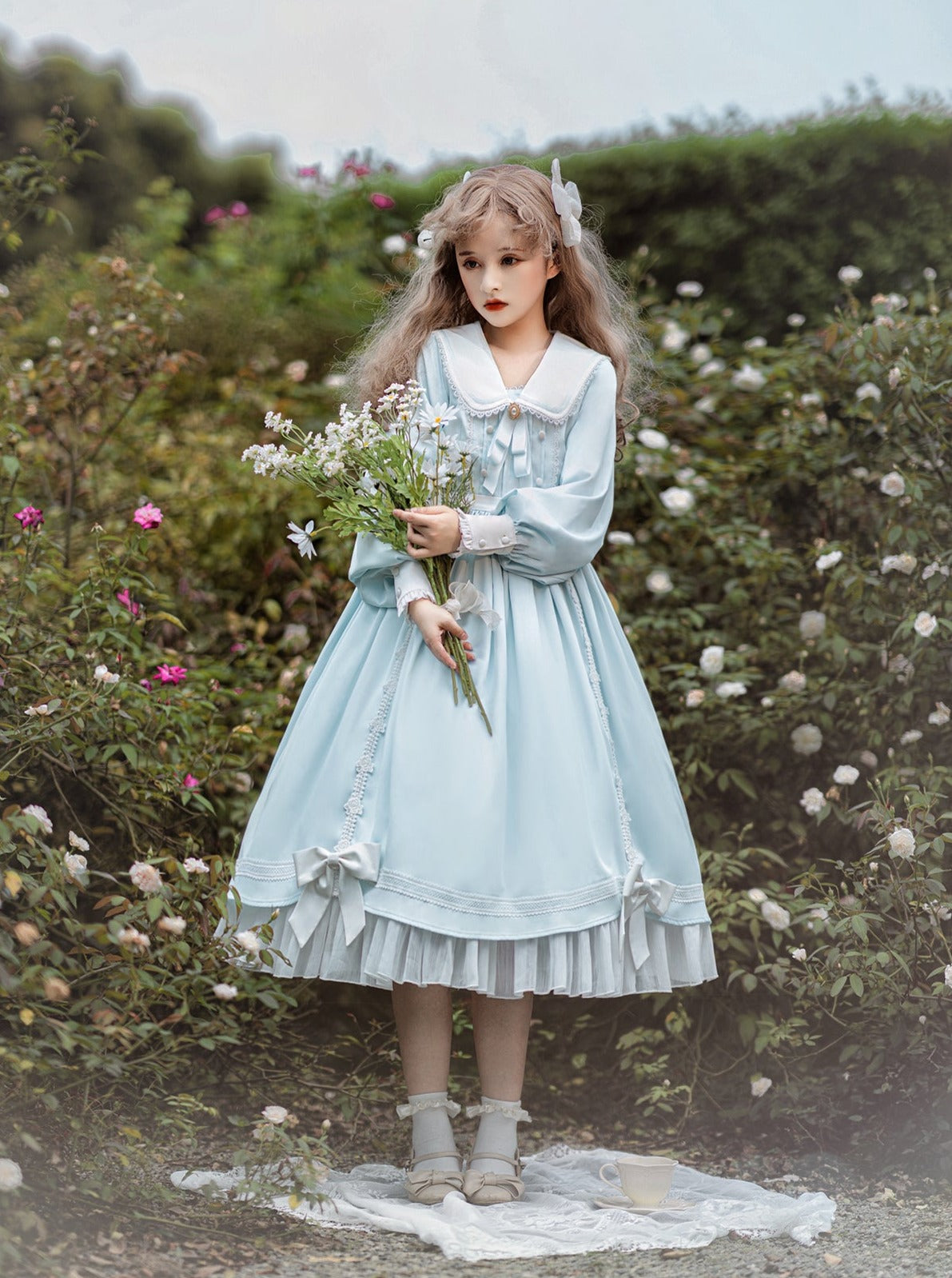 Rabbit Ears Sailor Pearl Bow French Doll Dress