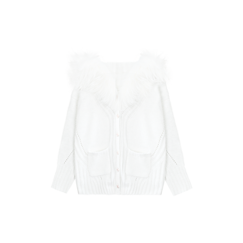 Halter Neck Fuzzy Knit Coat + Top + Pants