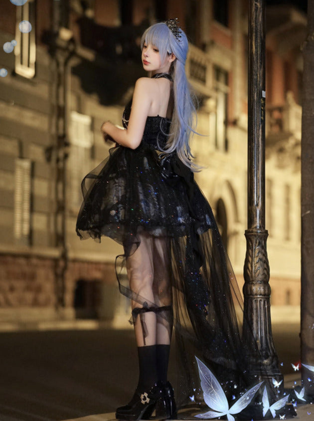 Deep Jellyfish Halter Neck Dress
