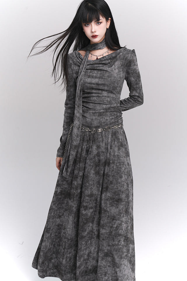 Mode Girl Dark Grey Long Dress