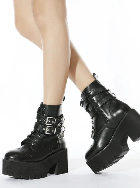 Punk Belt Buckle Metal Ring Martin Boots