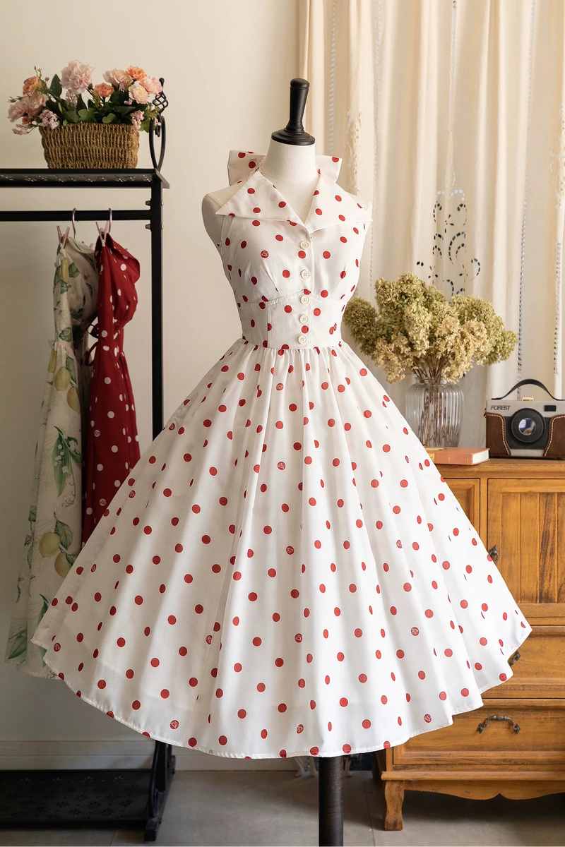 Retro Halter Neck French Flare Dress