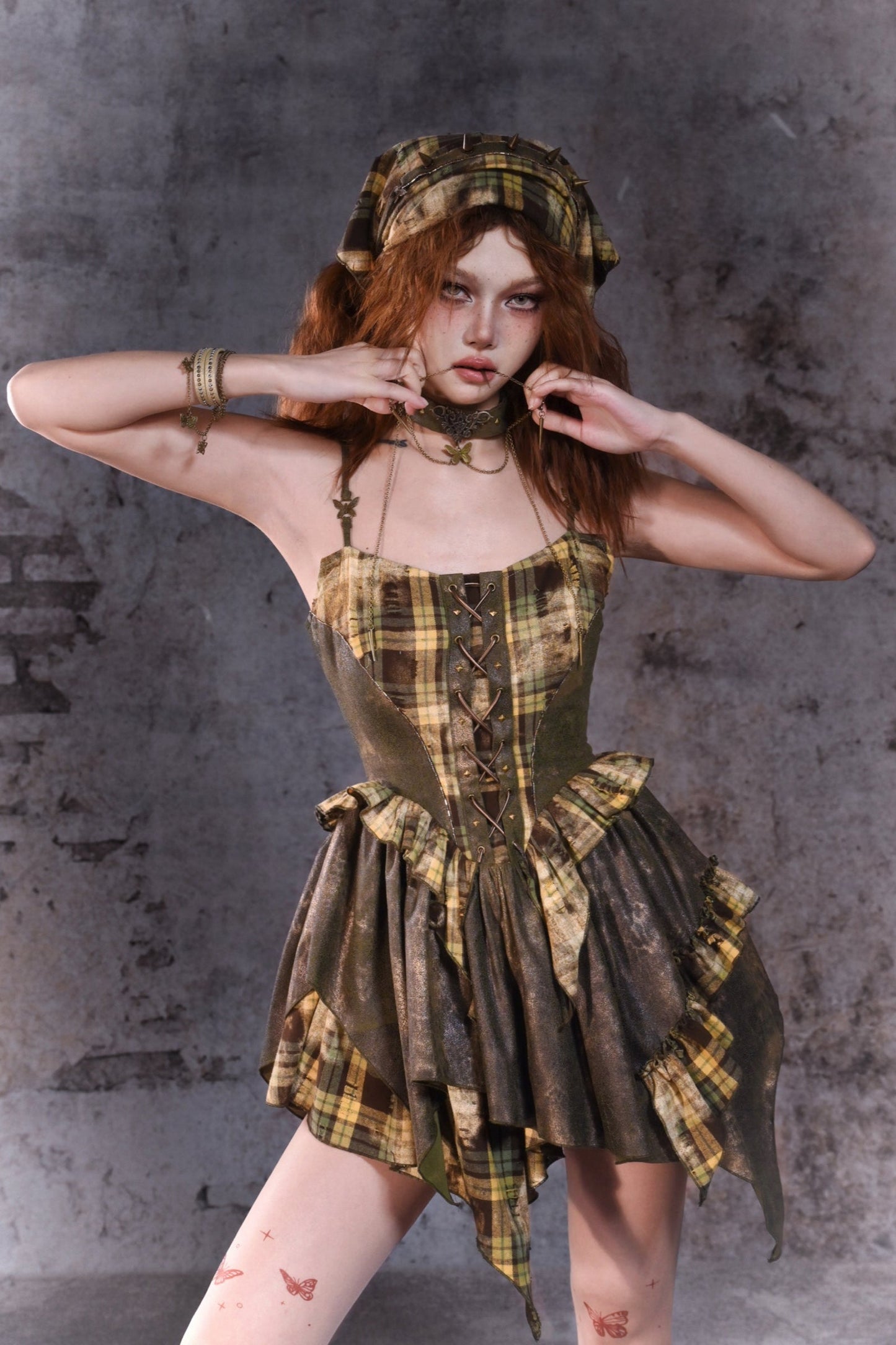 [pre-order] Y2k Plaid Retro Suspender Dress