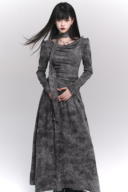 Mode Girl Dark Grey Long Dress