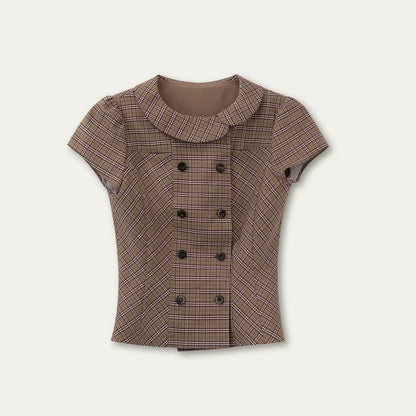 Retro Khaki Checkered Top + Skirt