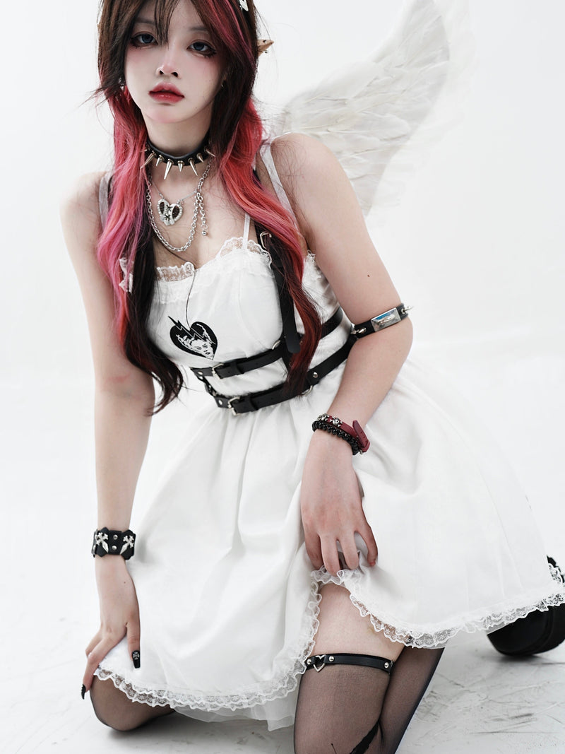 Dark Angel Lace Slip Dress + Belt Band