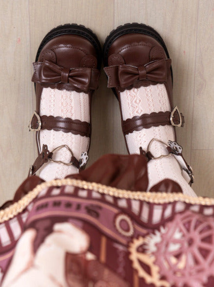 Lolita Low-heel Love Bear Claw Retro Shoes