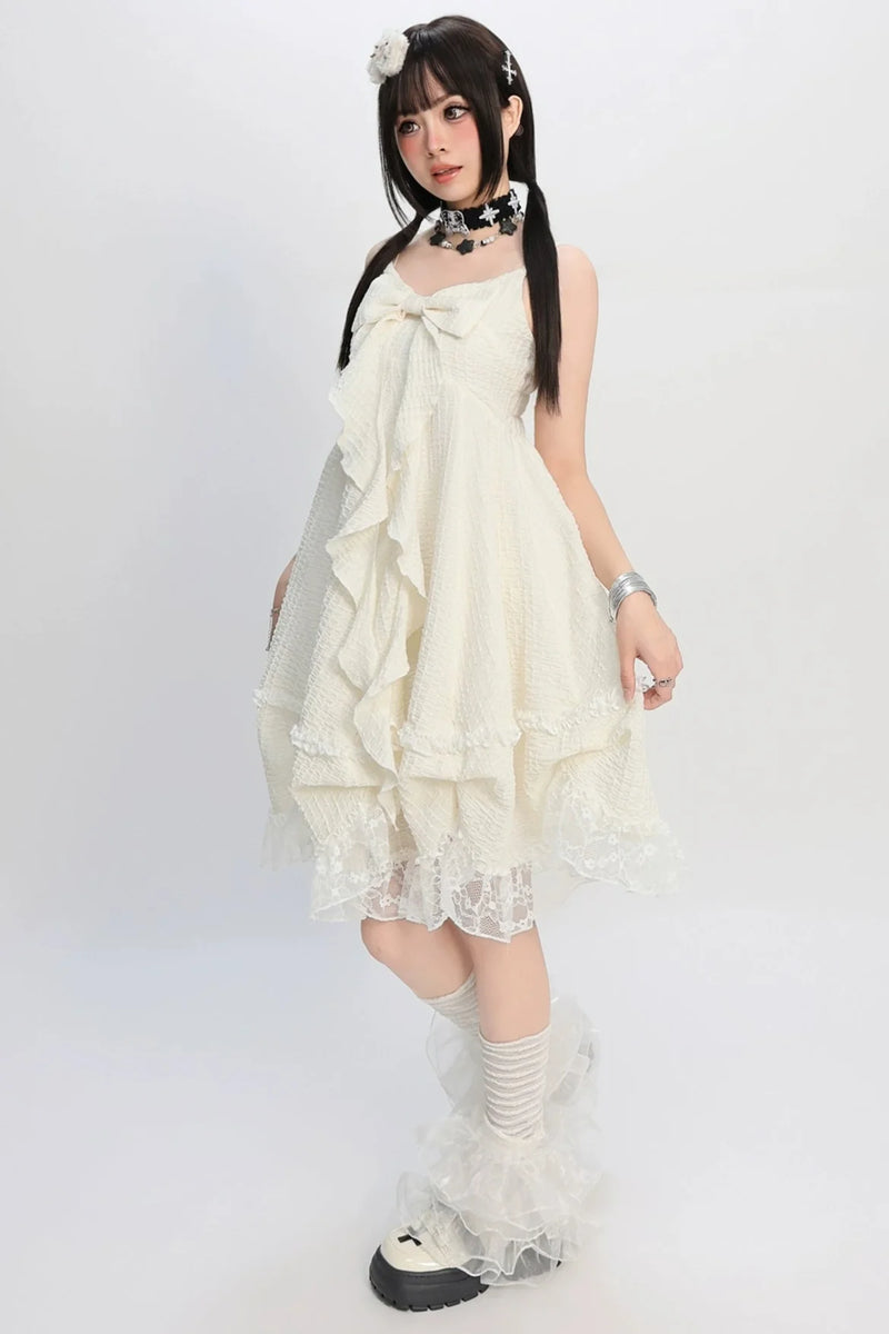 Girly Asian Big Bow Slip Dress