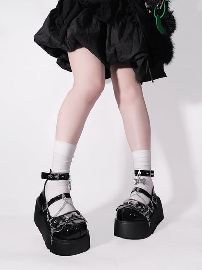 Punk Rivet Bone Millennium Platform Shoes